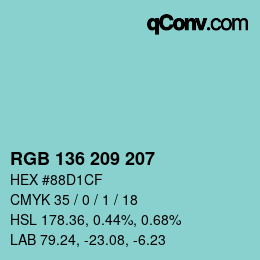 Color code: RGB 136 209 207 | qconv.com