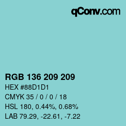 Color code: RGB 136 209 209 | qconv.com