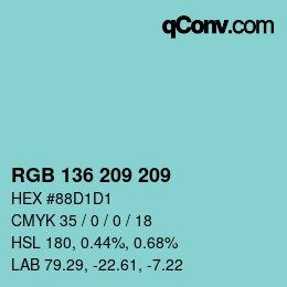 Color code: RGB 136 209 209 | qconv.com