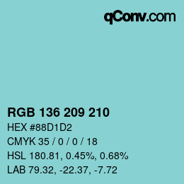 Color code: RGB 136 209 210 | qconv.com