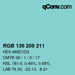 Color code: RGB 136 209 211 | qconv.com
