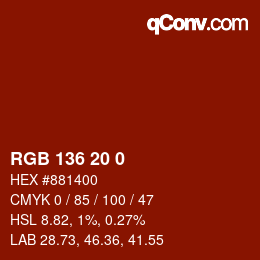 Color code: RGB 136 20 0 | qconv.com