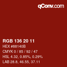 Color code: RGB 136 20 11 | qconv.com