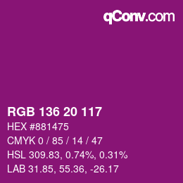 Color code: RGB 136 20 117 | qconv.com