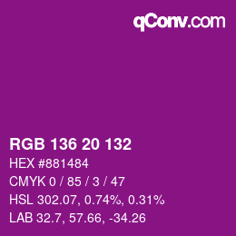 Color code: RGB 136 20 132 | qconv.com