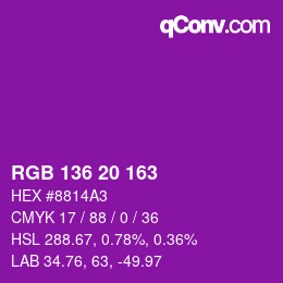 Color code: RGB 136 20 163 | qconv.com
