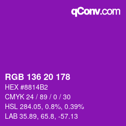 Farbcode: RGB 136 20 178 | qconv.com