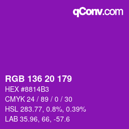 Color code: RGB 136 20 179 | qconv.com