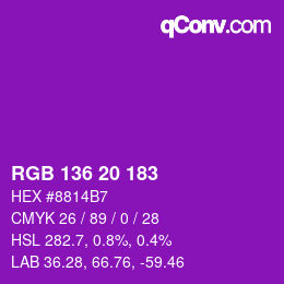Color code: RGB 136 20 183 | qconv.com