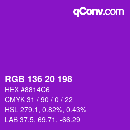 Color code: RGB 136 20 198 | qconv.com