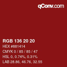Color code: RGB 136 20 20 | qconv.com