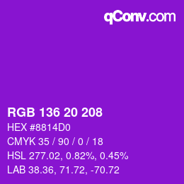 カラーコード: RGB 136 20 208 | qconv.com