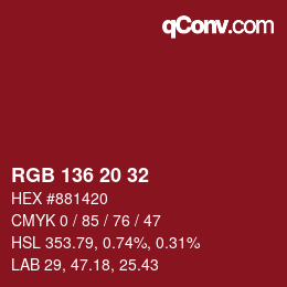 Color code: RGB 136 20 32 | qconv.com