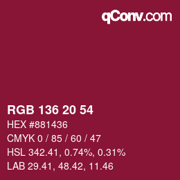 Color code: RGB 136 20 54 | qconv.com