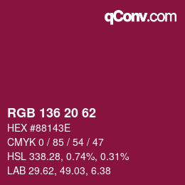 Color code: RGB 136 20 62 | qconv.com