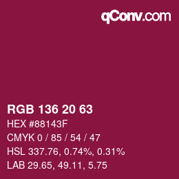 カラーコード: RGB 136 20 63 | qconv.com