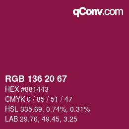 Color code: RGB 136 20 67 | qconv.com