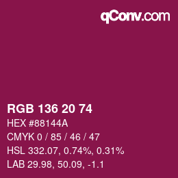 カラーコード: RGB 136 20 74 | qconv.com