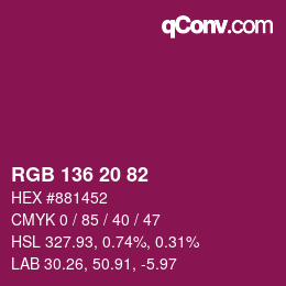 Color code: RGB 136 20 82 | qconv.com