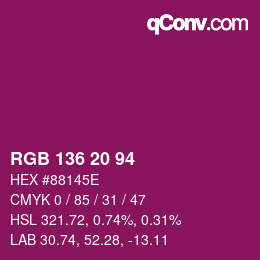 Color code: RGB 136 20 94 | qconv.com