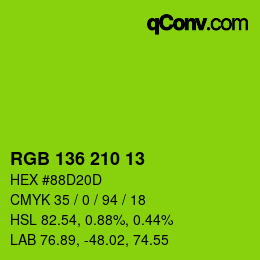 Color code: RGB 136 210 13 | qconv.com