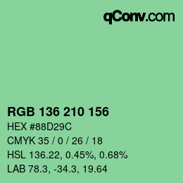 Color code: RGB 136 210 156 | qconv.com