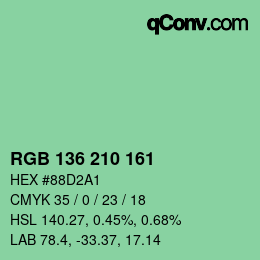 Color code: RGB 136 210 161 | qconv.com