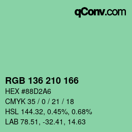 Color code: RGB 136 210 166 | qconv.com