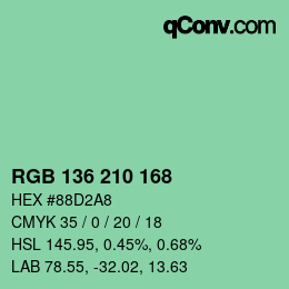 カラーコード: RGB 136 210 168 | qconv.com