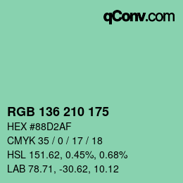 Color code: RGB 136 210 175 | qconv.com