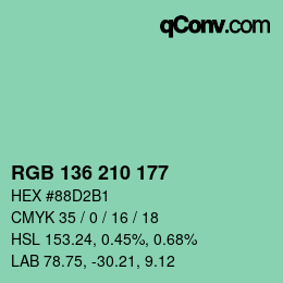 Color code: RGB 136 210 177 | qconv.com
