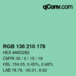 Color code: RGB 136 210 178 | qconv.com