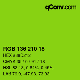 Color code: RGB 136 210 18 | qconv.com