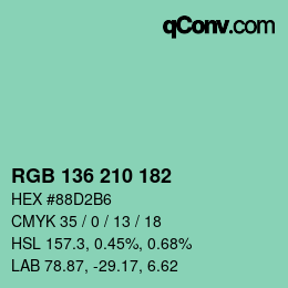 Color code: RGB 136 210 182 | qconv.com