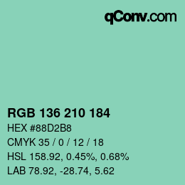 Color code: RGB 136 210 184 | qconv.com