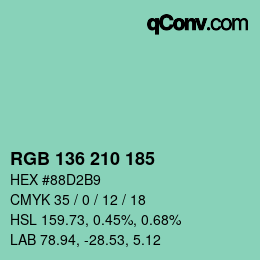 Color code: RGB 136 210 185 | qconv.com