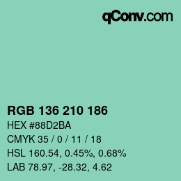 Color code: RGB 136 210 186 | qconv.com
