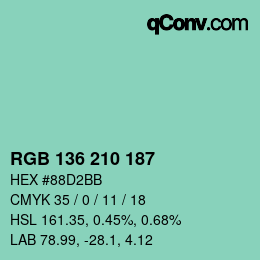 Código de color: RGB 136 210 187 | qconv.com