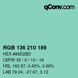 Color code: RGB 136 210 189 | qconv.com