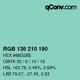 Color code: RGB 136 210 190 | qconv.com