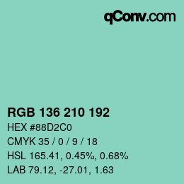 Color code: RGB 136 210 192 | qconv.com