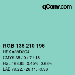 Color code: RGB 136 210 196 | qconv.com