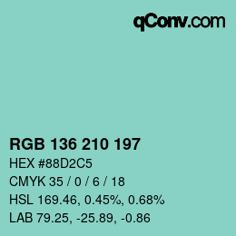 Color code: RGB 136 210 197 | qconv.com
