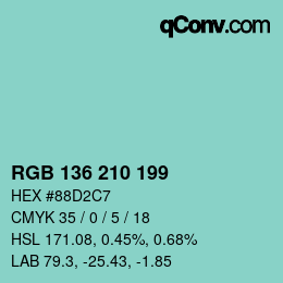 カラーコード: RGB 136 210 199 | qconv.com