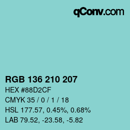 Color code: RGB 136 210 207 | qconv.com