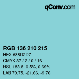 Color code: RGB 136 210 215 | qconv.com
