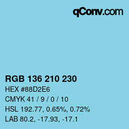 Color code: RGB 136 210 230 | qconv.com