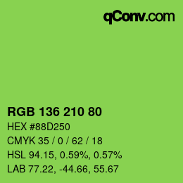 Color code: RGB 136 210 80 | qconv.com