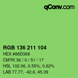 Color code: RGB 136 211 104 | qconv.com