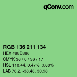 Color code: RGB 136 211 134 | qconv.com